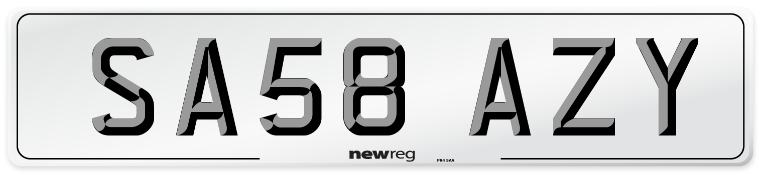 SA58 AZY Number Plate from New Reg